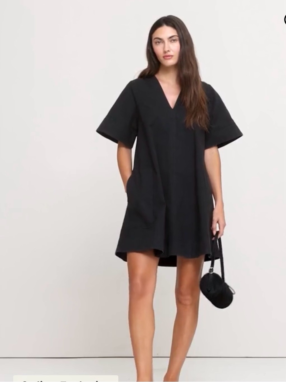 NWOT-Banana Republic Black Cotton Canvas Mini Dress, Medium